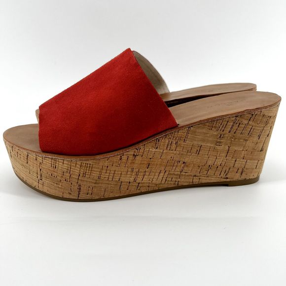 Caslon Terracotta Orange Suede Leather Cork Wedge Slide Sz 9 - Picture 2 of 13